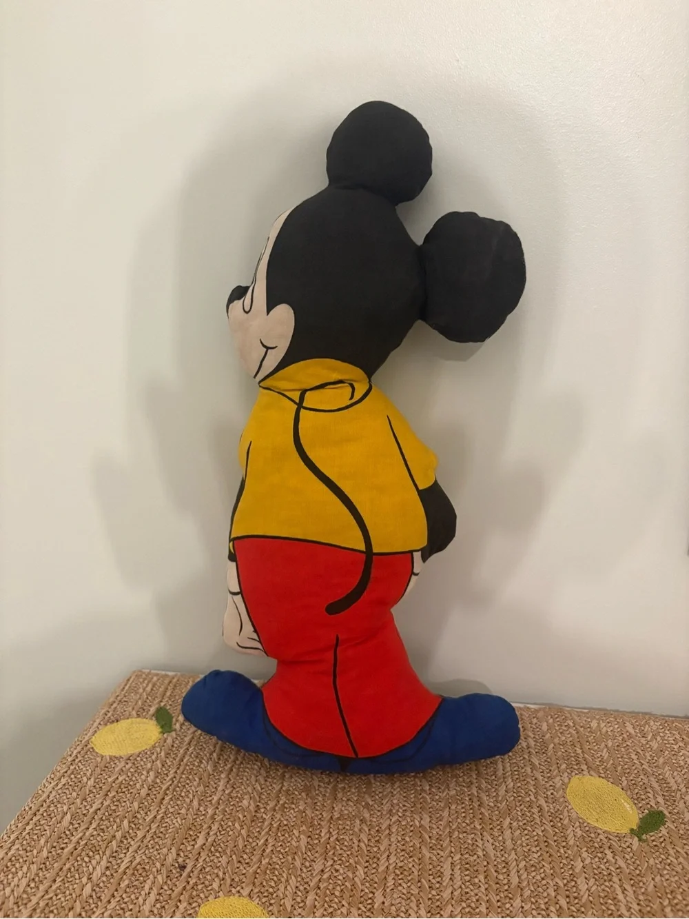 Vintage Disney Mickey Mouse Cut Sew Fabric Panel Pillow Plush Toy Doll 17.5 in